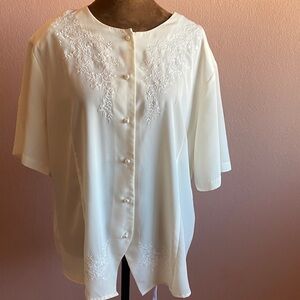 TR BENTLEY Chic Cream  Embroidered Women's Blouse